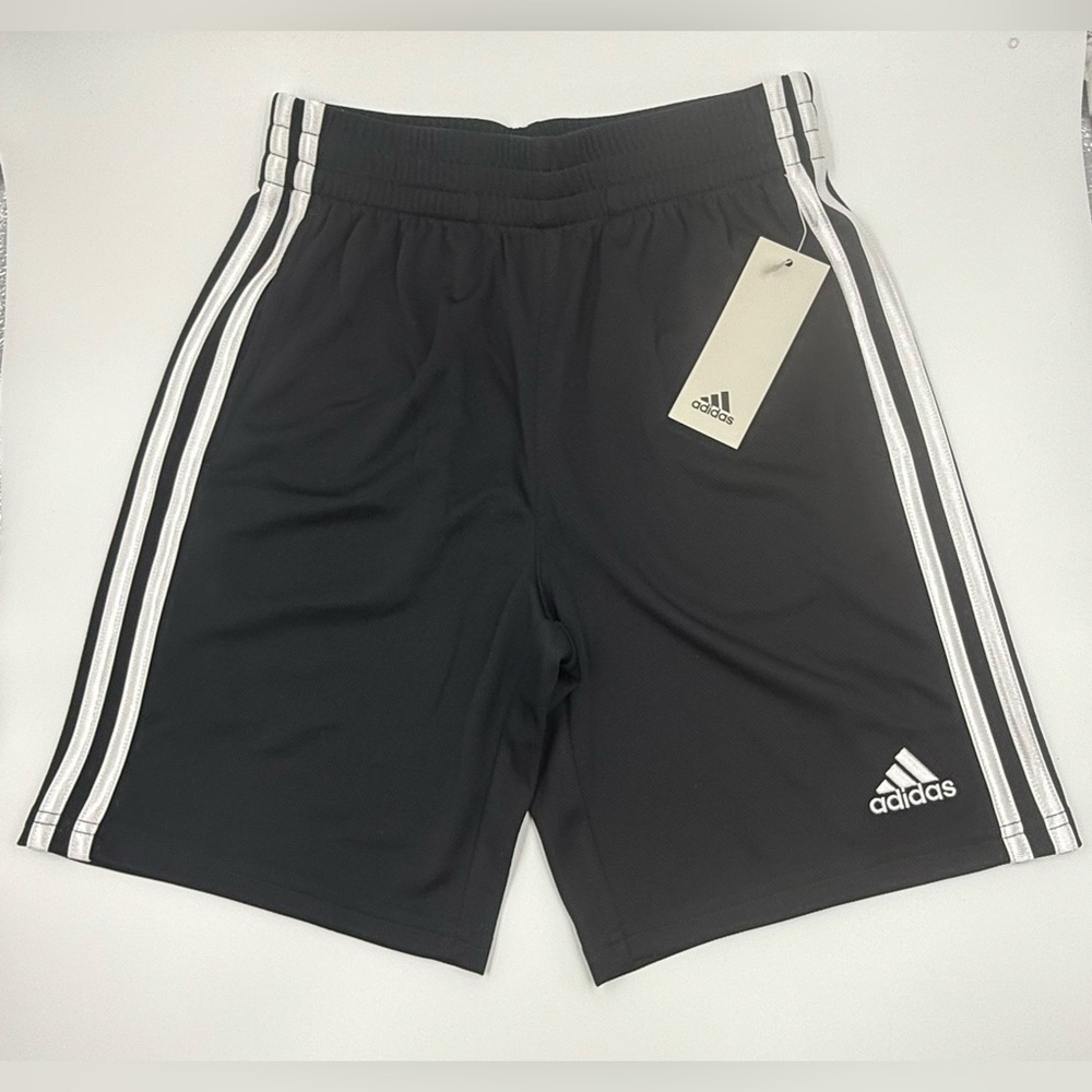 Adidas 3 Stripes Boys Black Mesh Athletic Shorts Size M (10-12) NWT